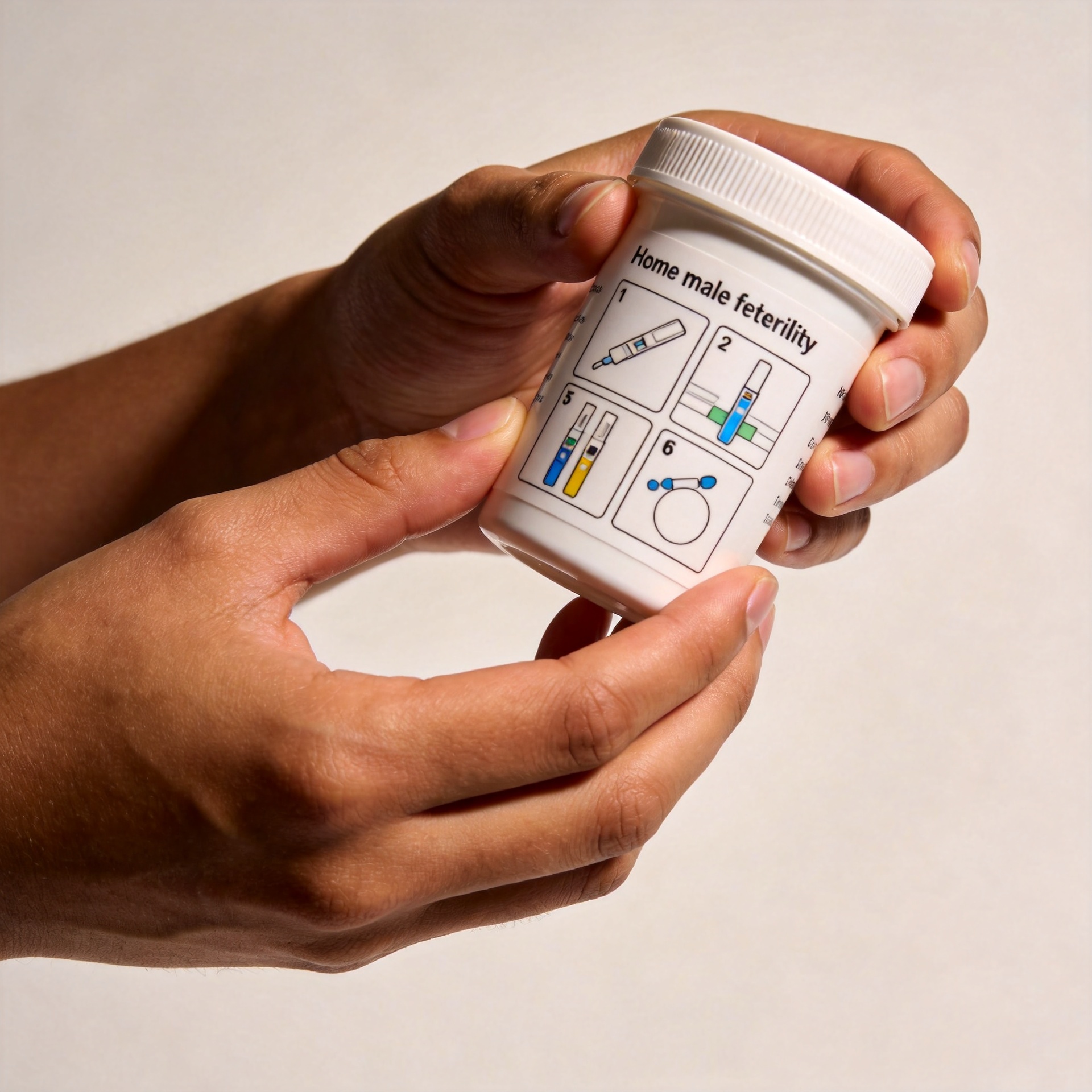 Male fertility test kit sample collection process with instructions