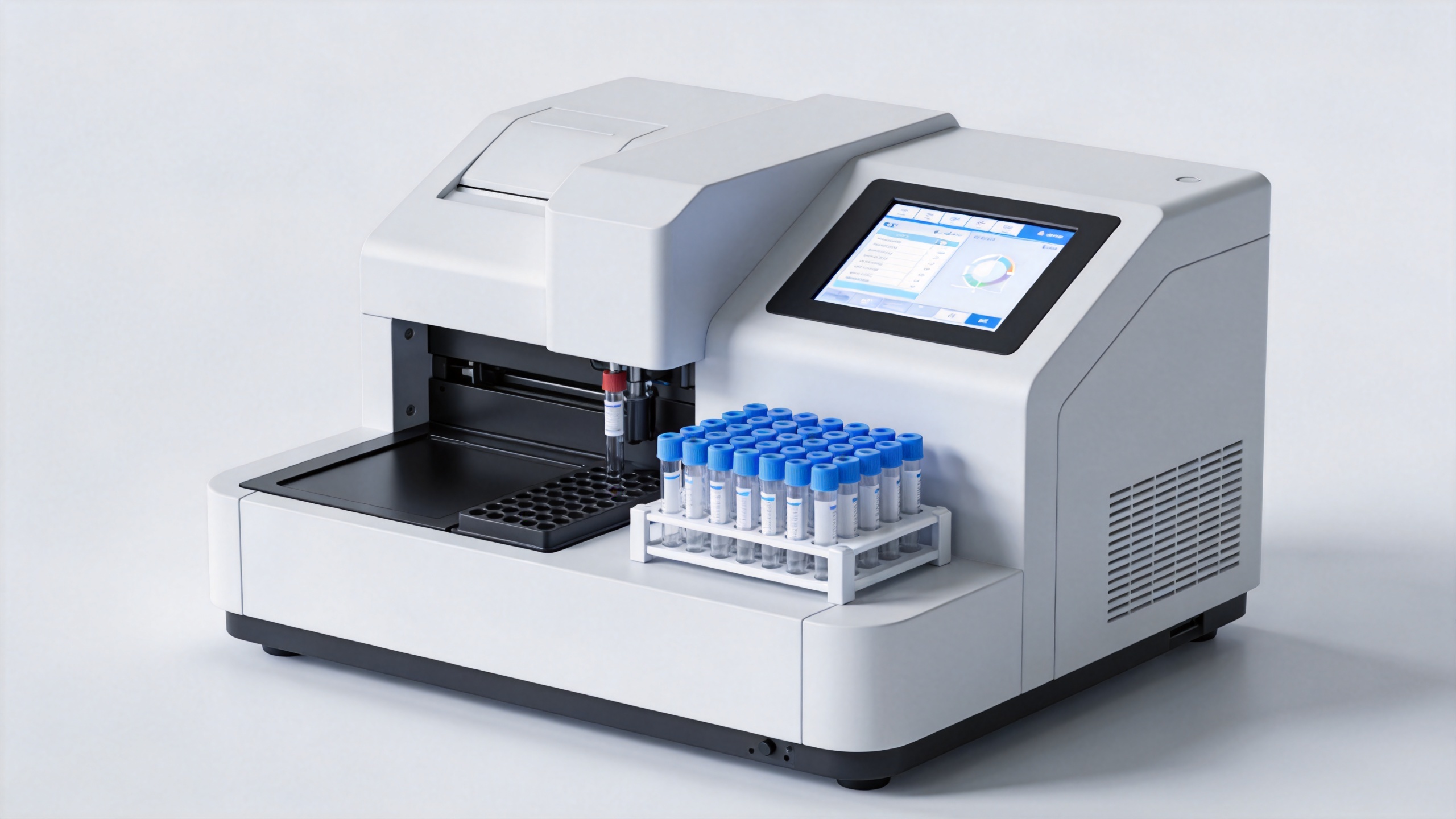 Immunoassay analyzer benchtop instrument in a clinical laboratory setting