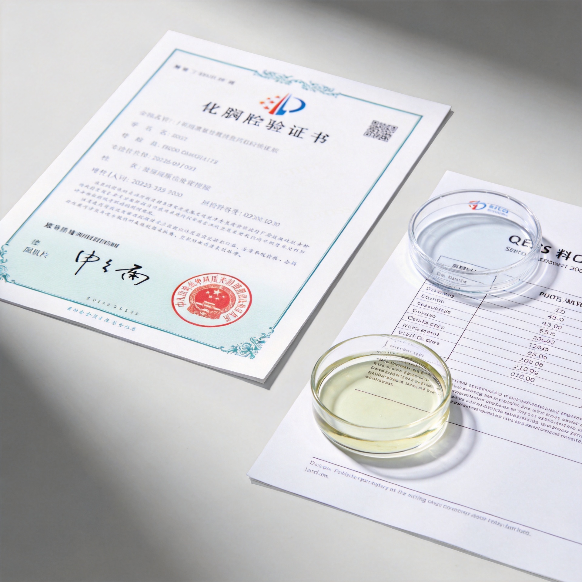 Quality control documentation and ingredient testing in a natural skincare manufacturing laboratory