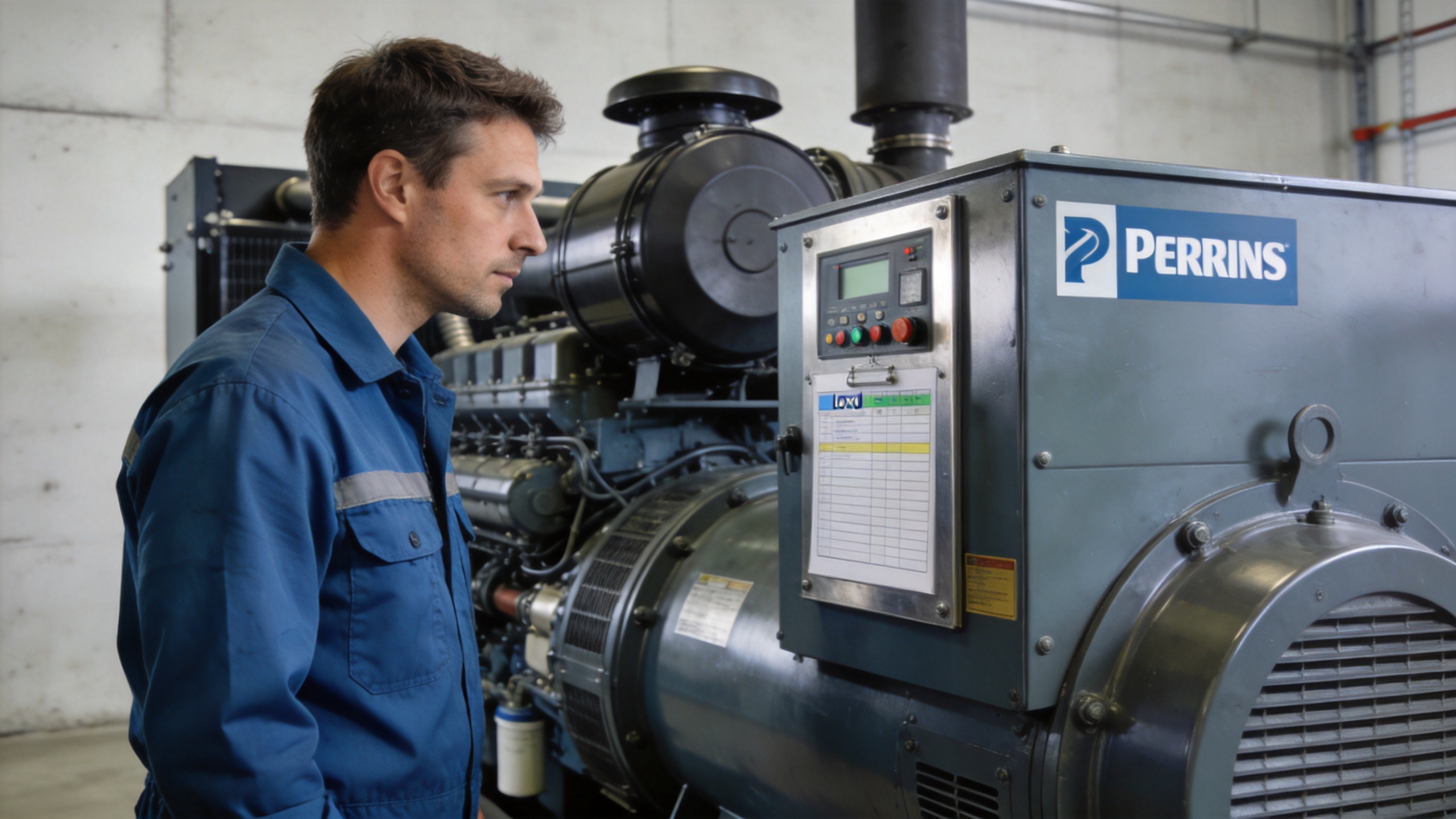 Perkins diesel generator system evaluation in an industrial power room