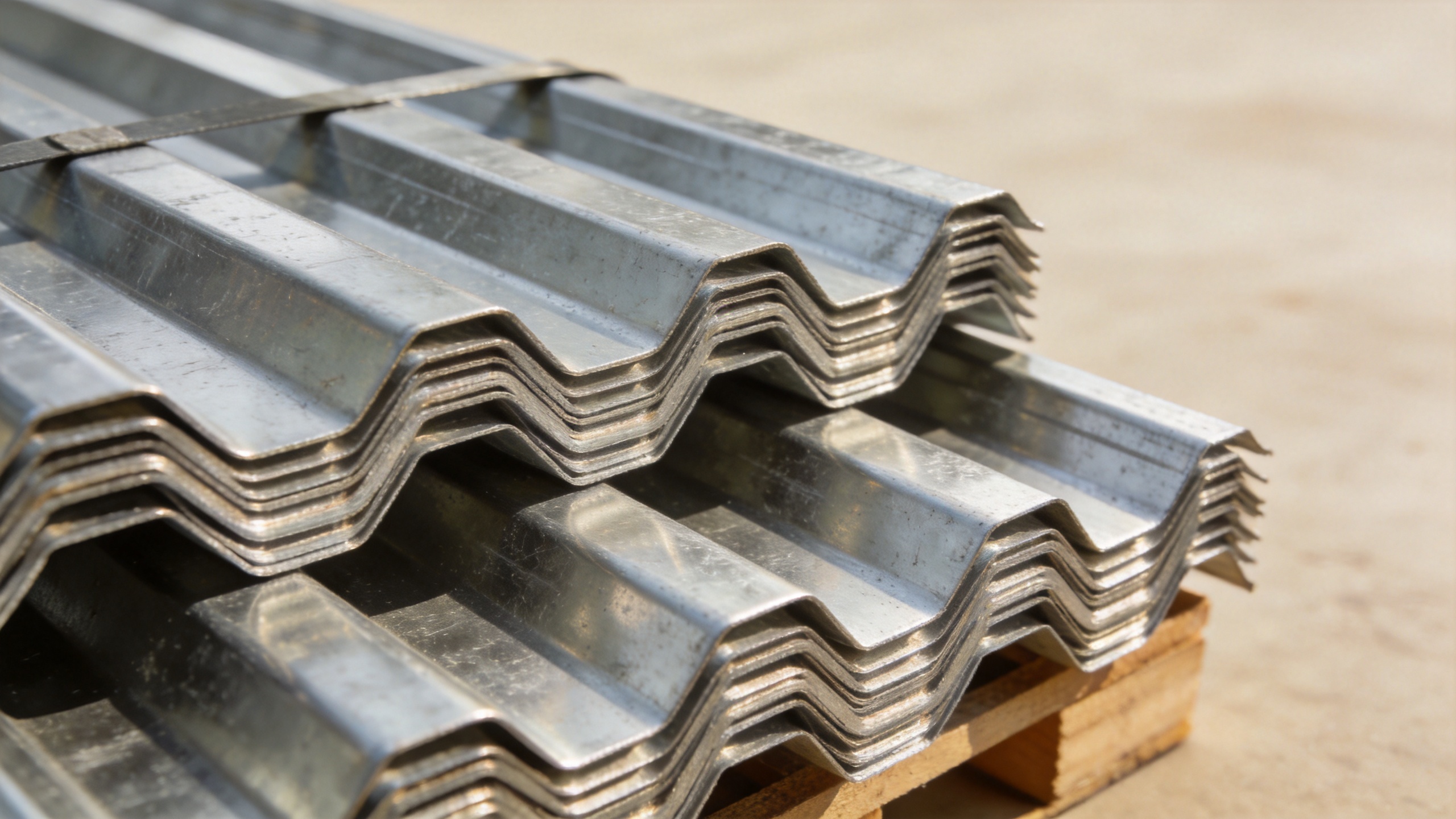 Galvanized iron gi sheet corrugated roofing panels showing zinc-coated surface