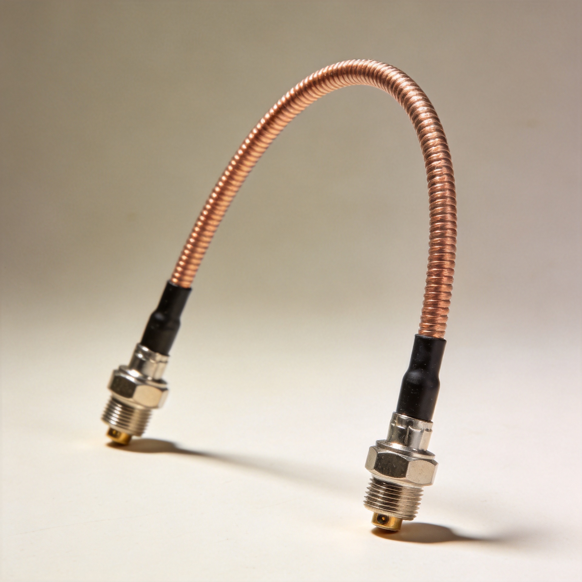 Semi rigid coaxial cable assembly with SMA connectors formed to precise bend shape for RF instrumentation application