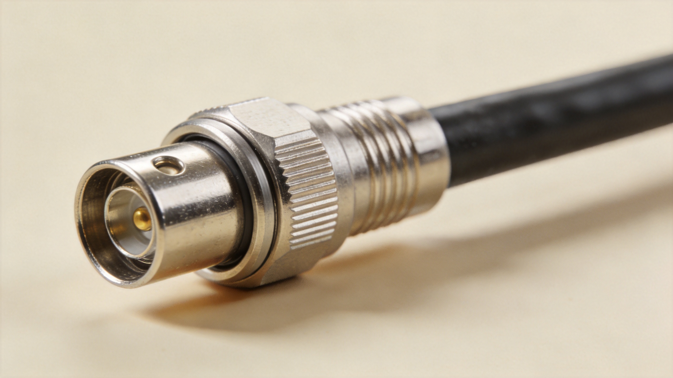 BNC cable connector showing bayonet locking mechanism for RF coaxial systems