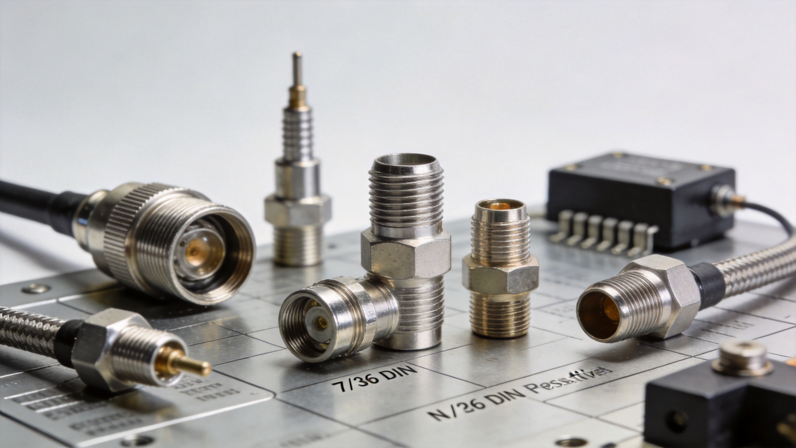 High-power RF coaxial connectors including 7/16 DIN and N-type interfaces for system design