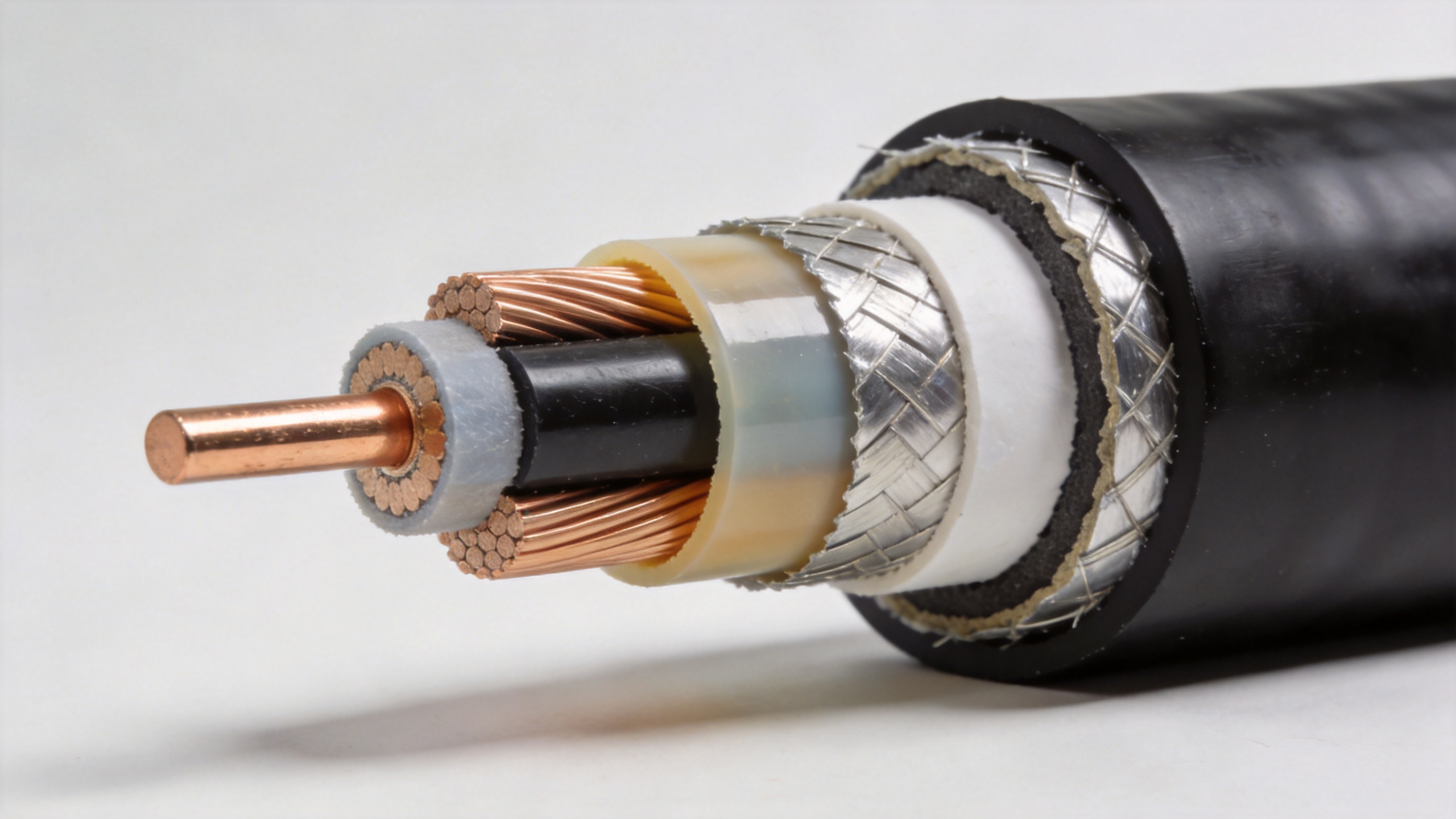 RF triaxial cable shielding construction with insulated inner and outer shields
