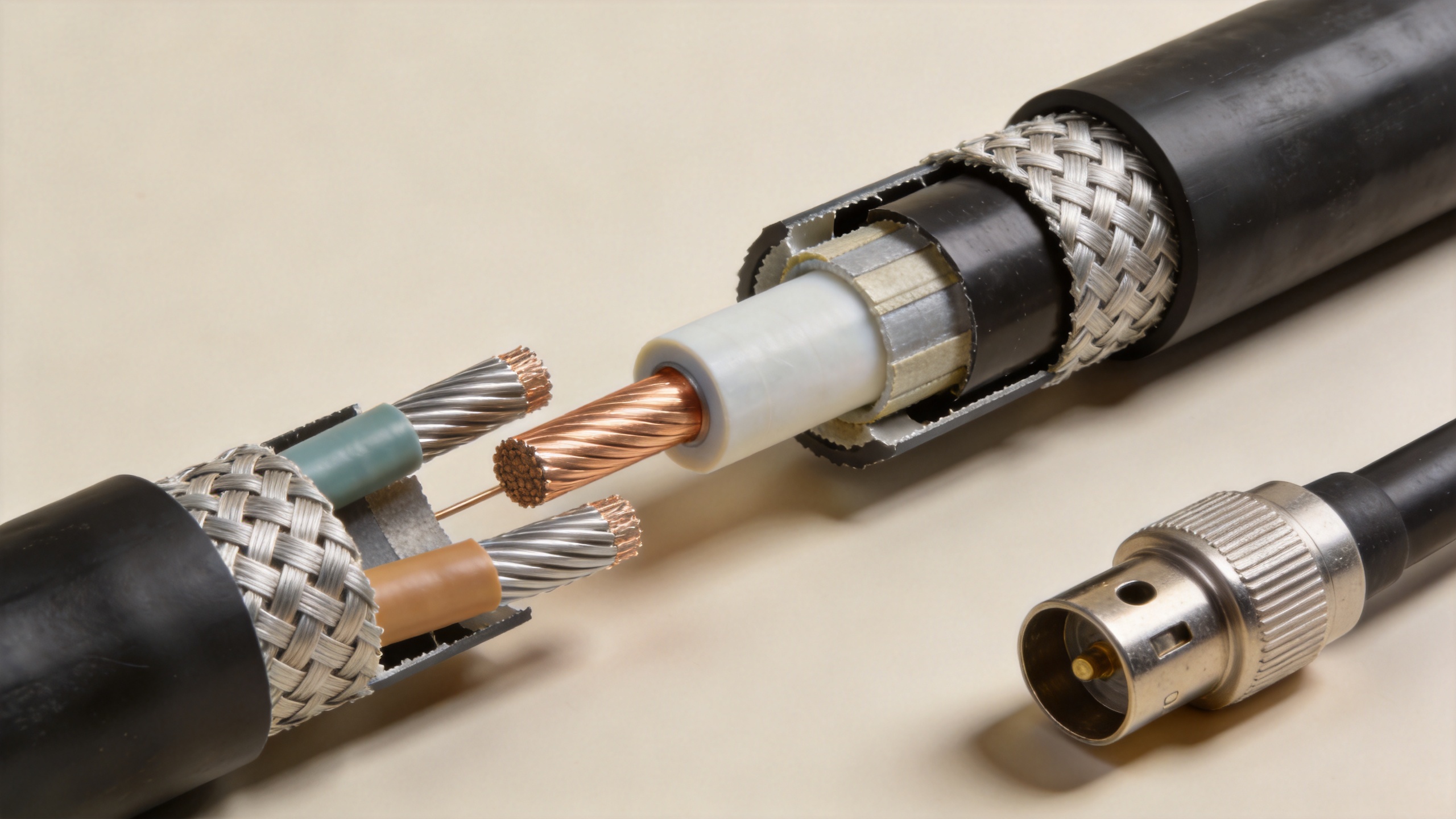 RG214 coax double-shielded cable construction illustration