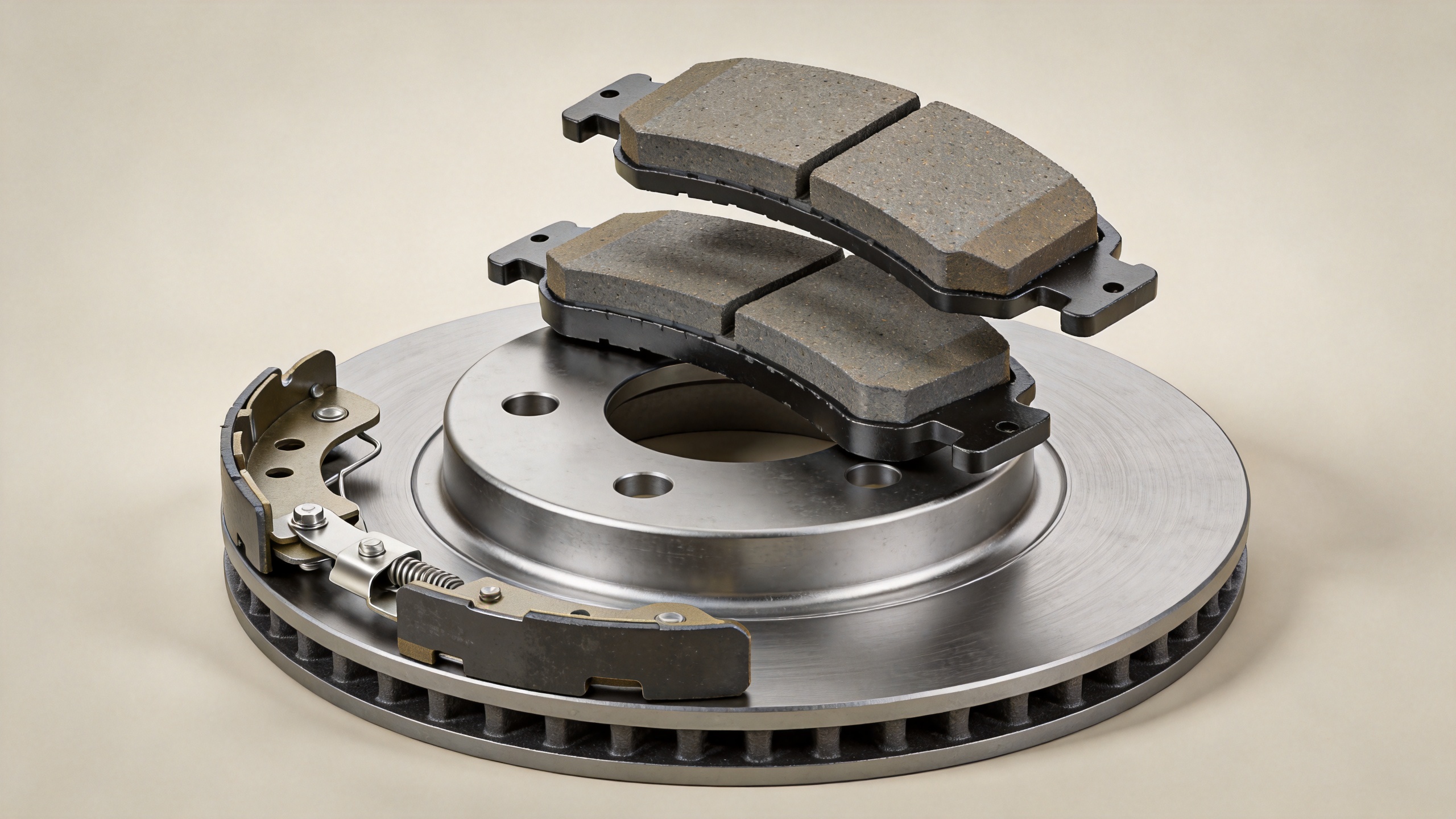 Semi metallic brake linings and backing plate in a disc brake pad assembly