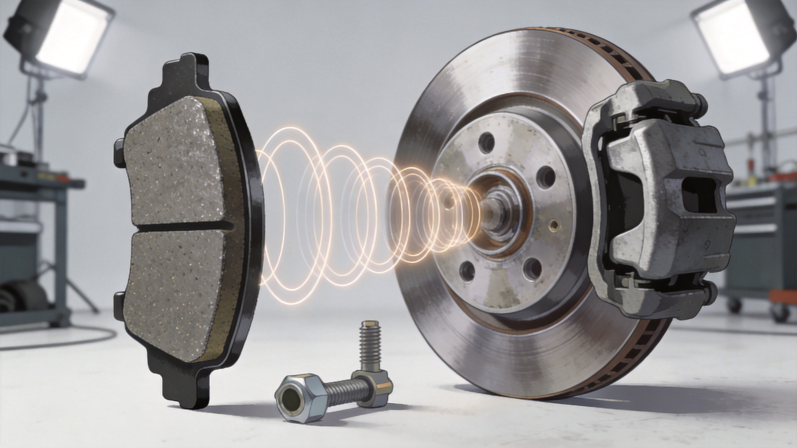 Semi-metallic brake pad, rotor, and caliper hardware inspection