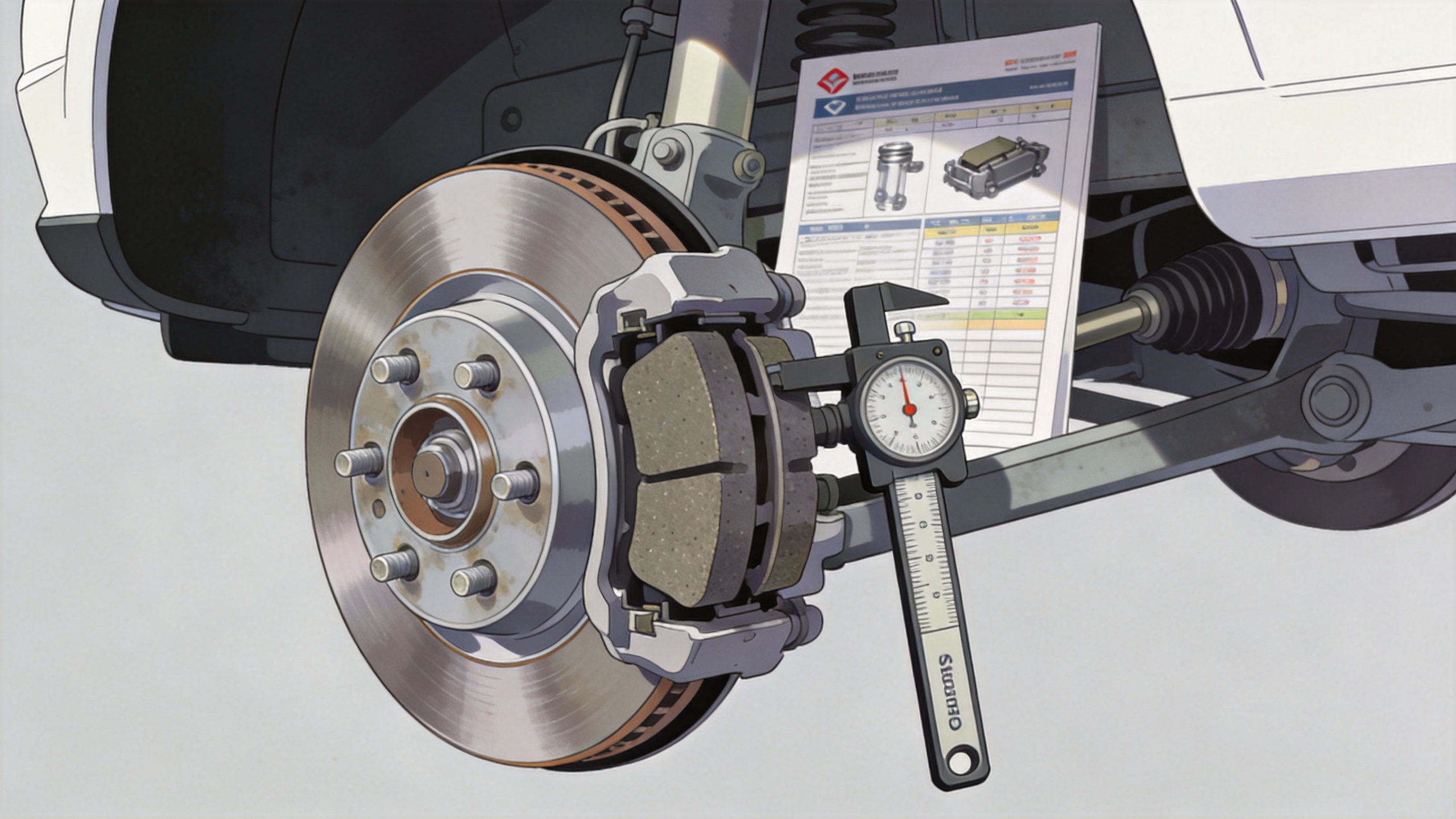 Rear brake pad inspection supporting rear brake pads replacement planning