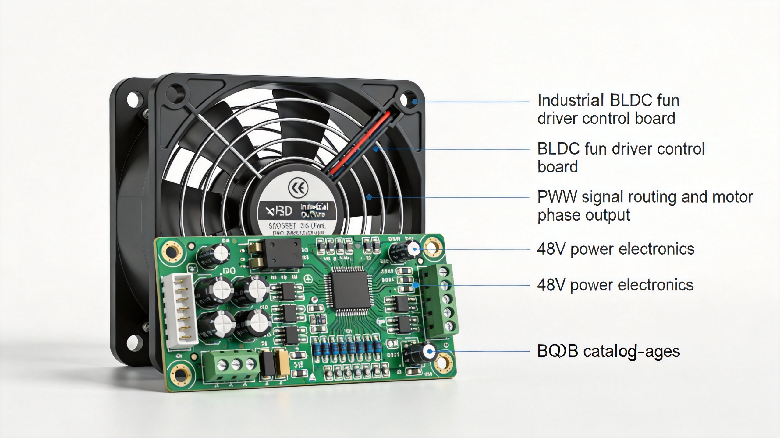 Professional BLDC fan driver control board for 48V brushless DC motor cooling systems
