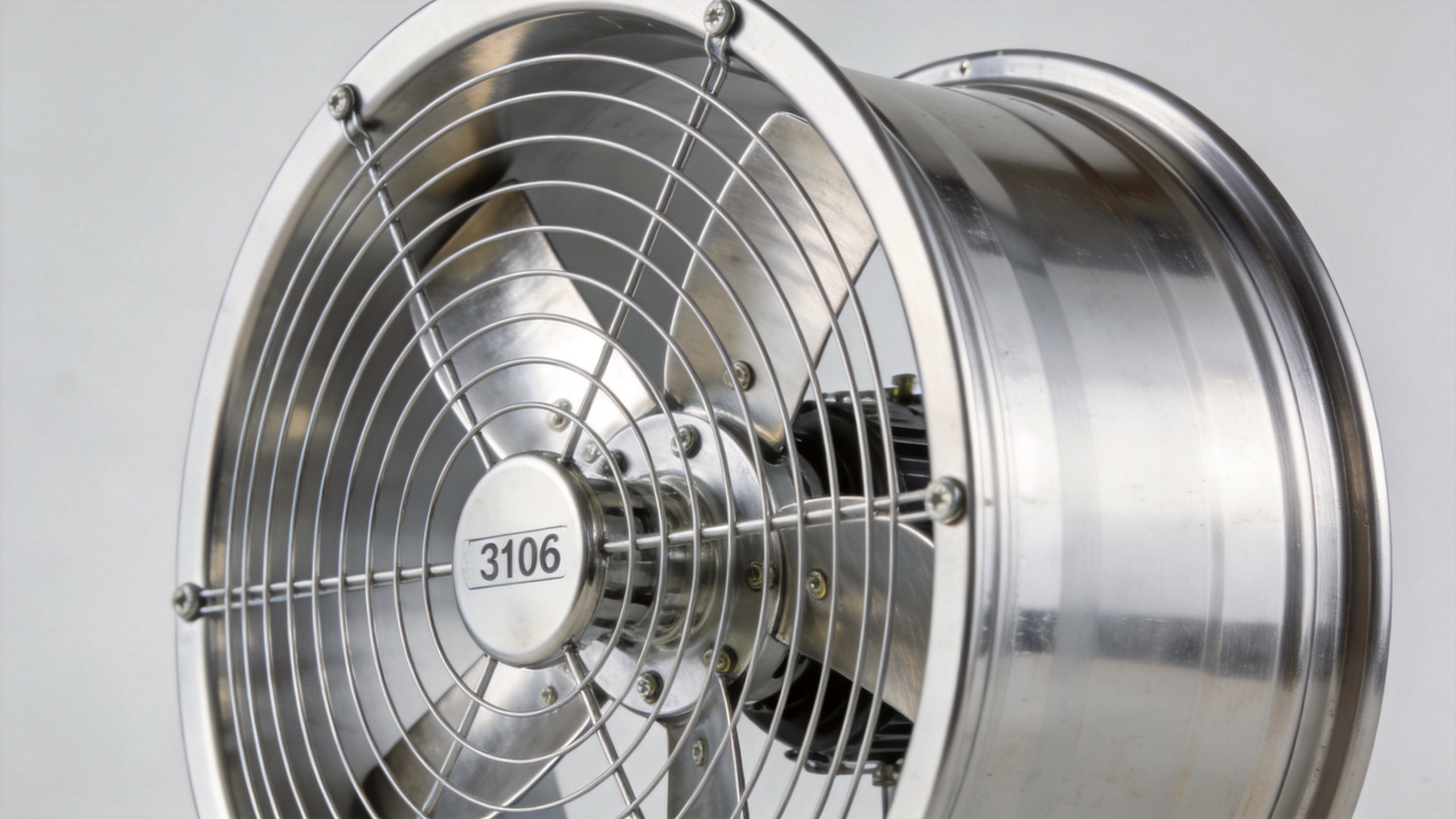 Corrosion-resistant stainless steel industrial fan components showing anti-corrosion surface treatment