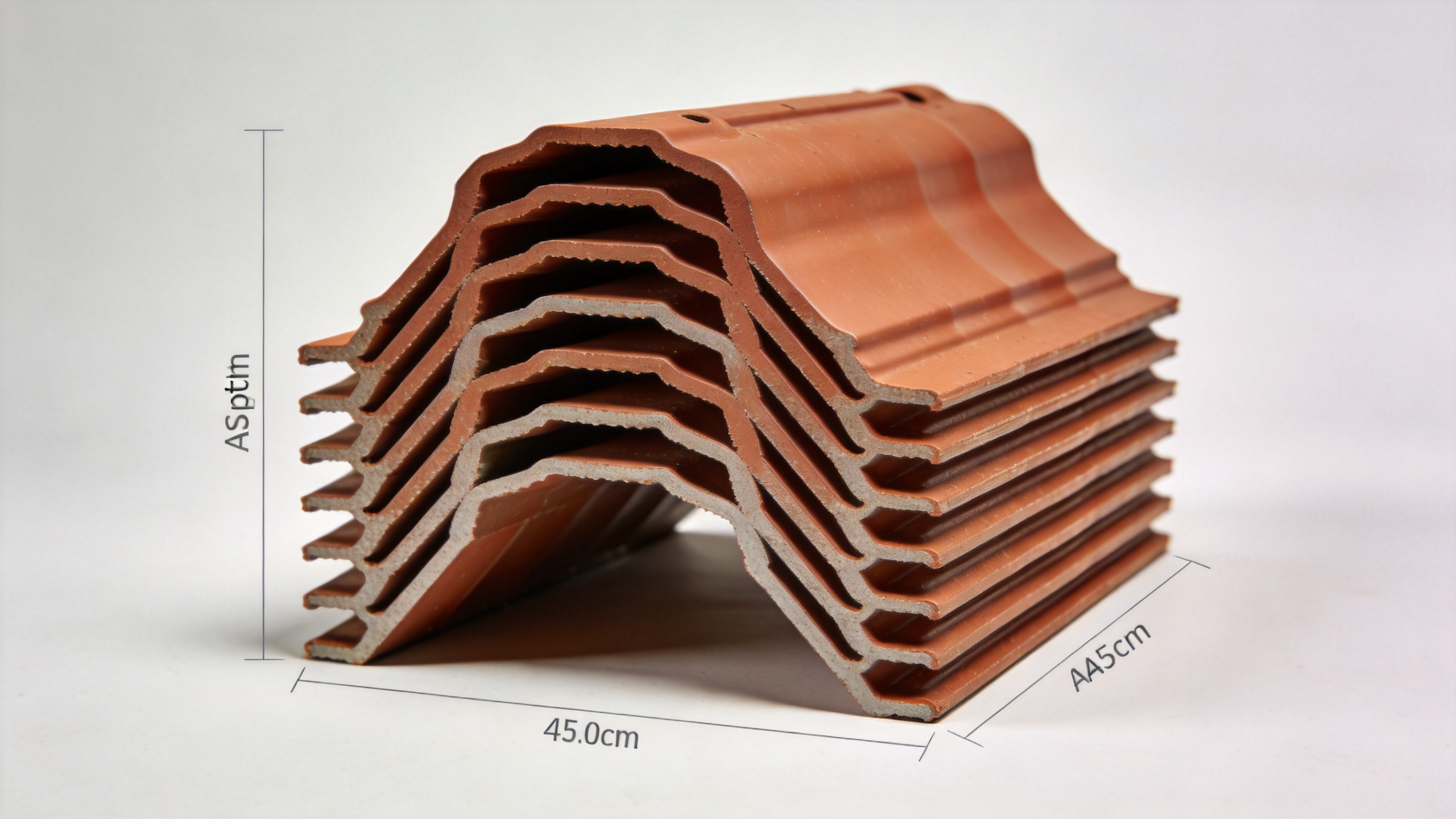 Corrugated ASA roof sheet cross-section profile showing pitch and height dimensions