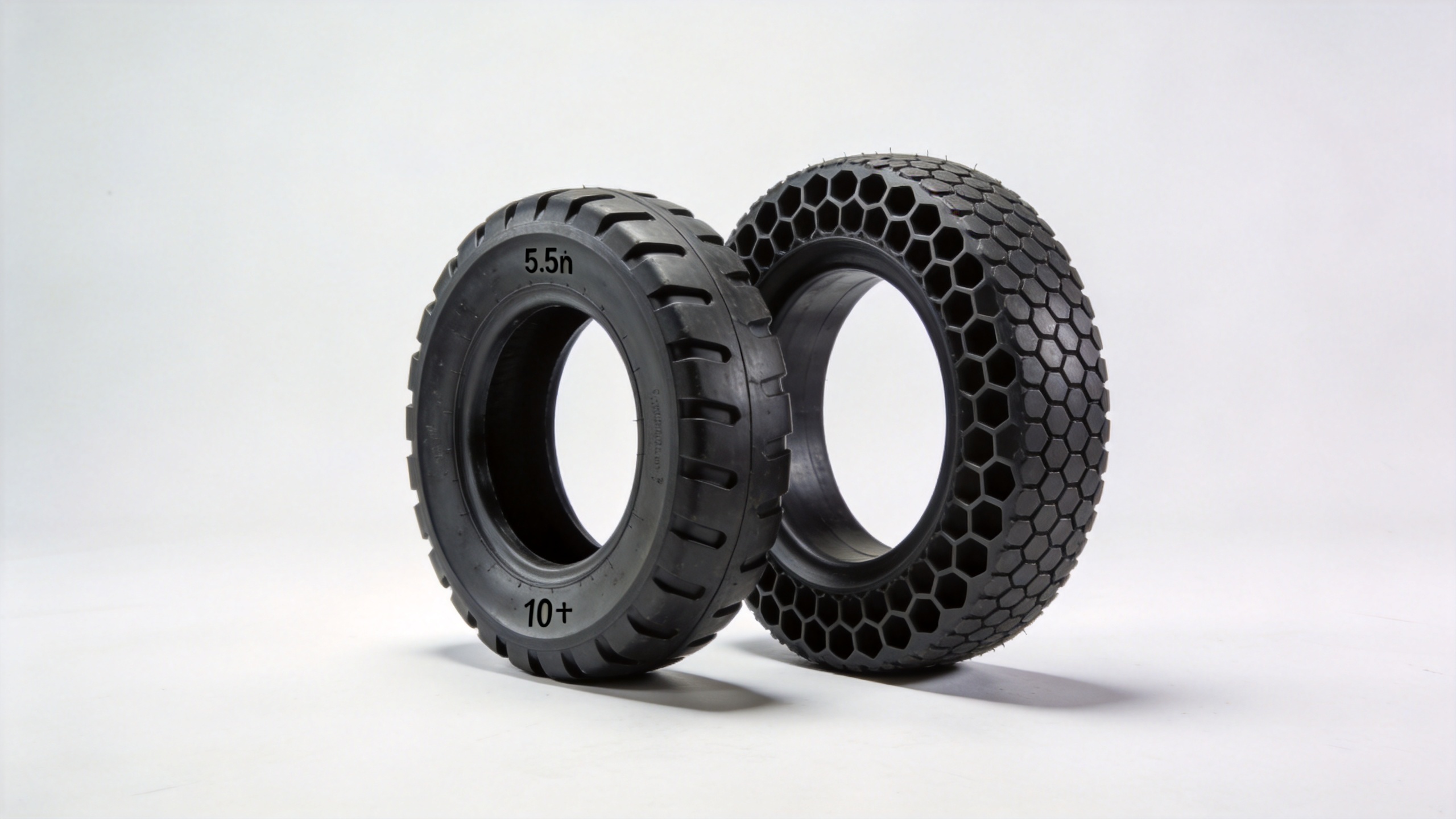 8.5-inch and 10-inch solid electric scooter replacement tires side by side for GoTrax and Ninebot models