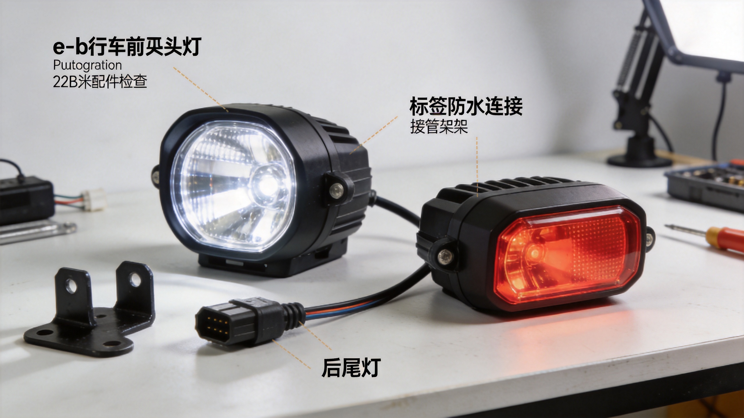 E-bike lights replacement parts and waterproof connector inspection