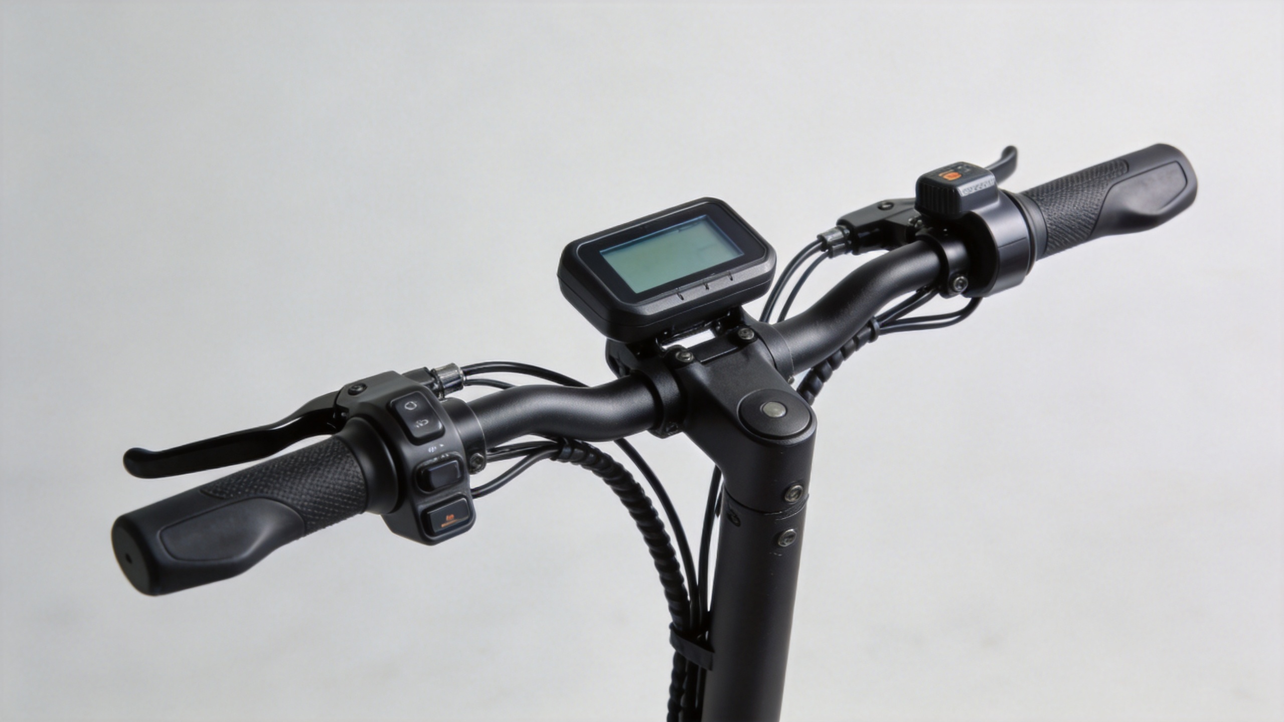 E-bike throttle, display, and controller cable routing for a Class 2 electric bike
