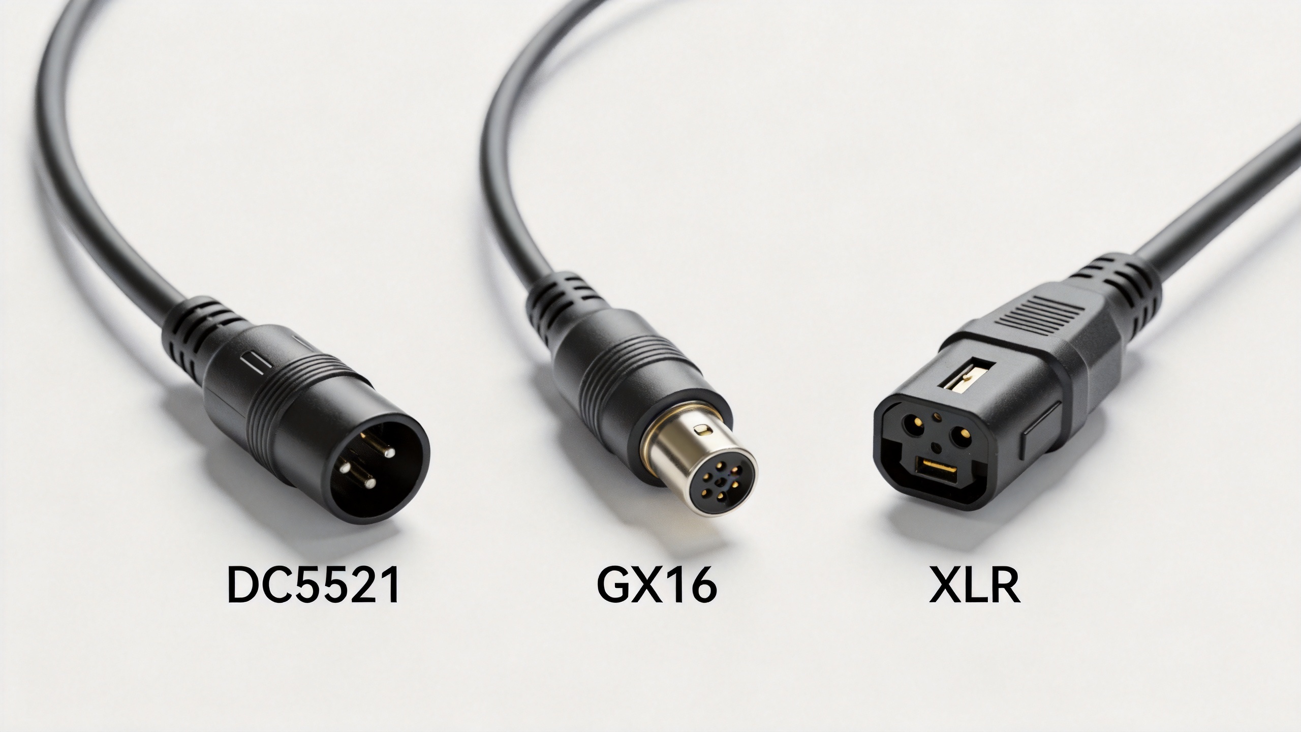 Electric scooter charger connector types DC5521 GX16 XLR comparison
