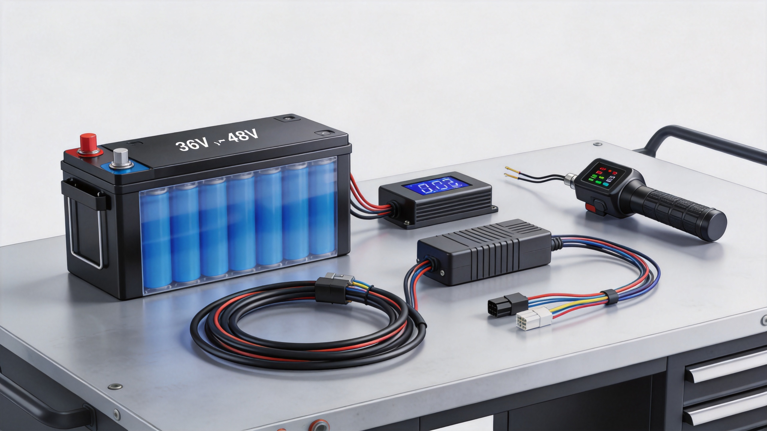 E bike controller kit components for 36V and 48V compatibility checking