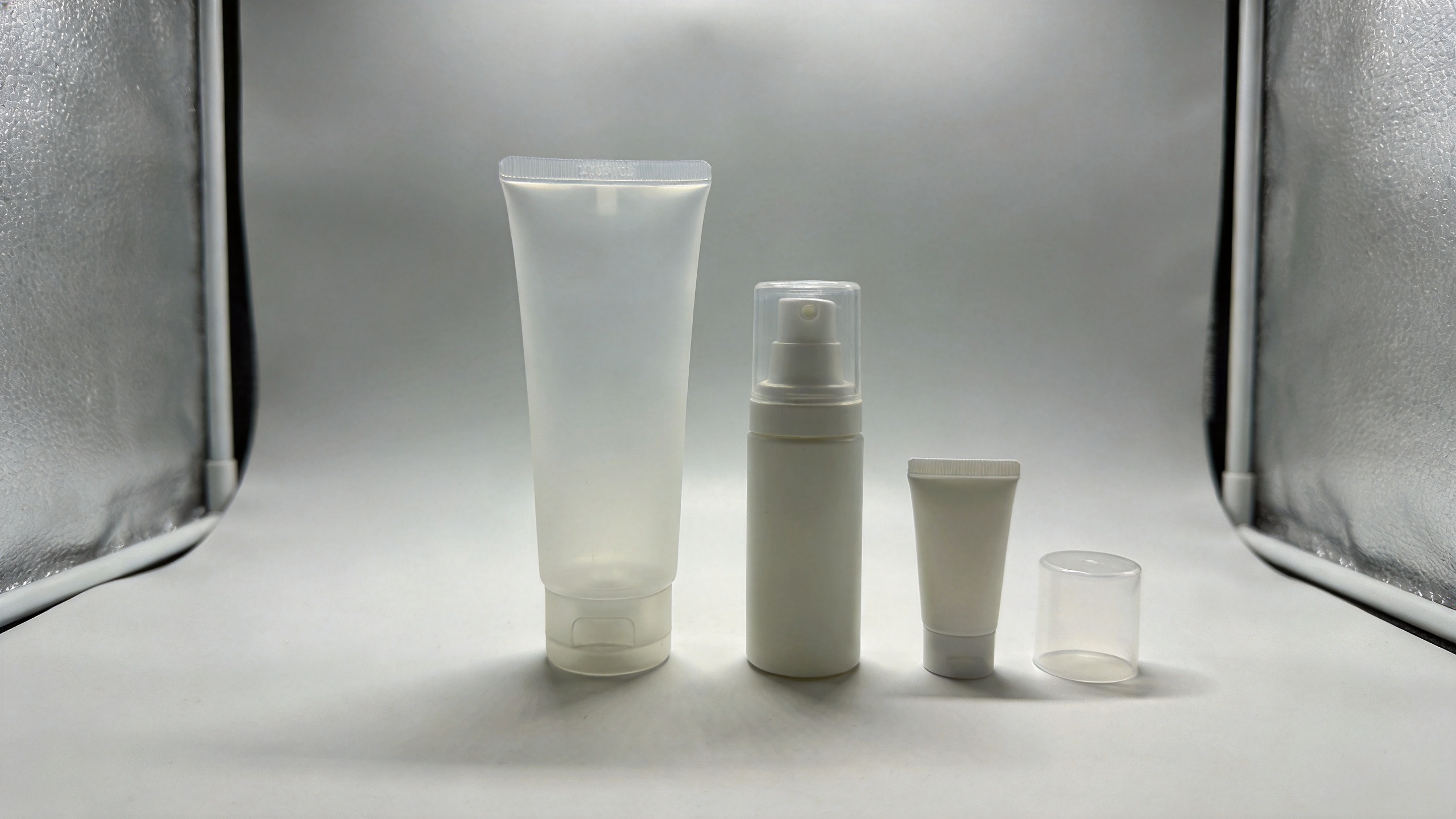 Unbranded face wash tube packaging in different sizes and closure styles