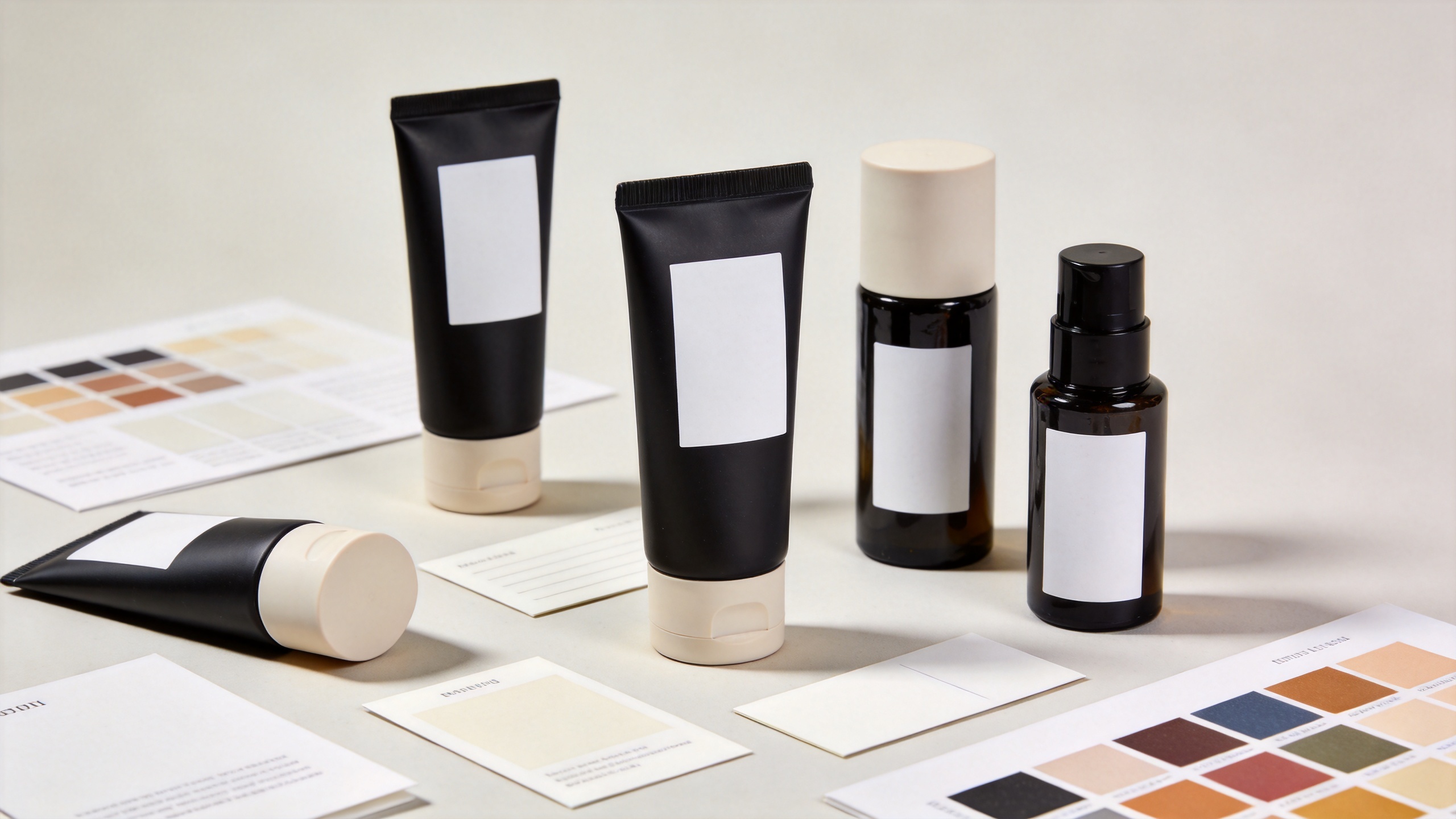 Premium black cosmetic tubes for makeup packaging selection