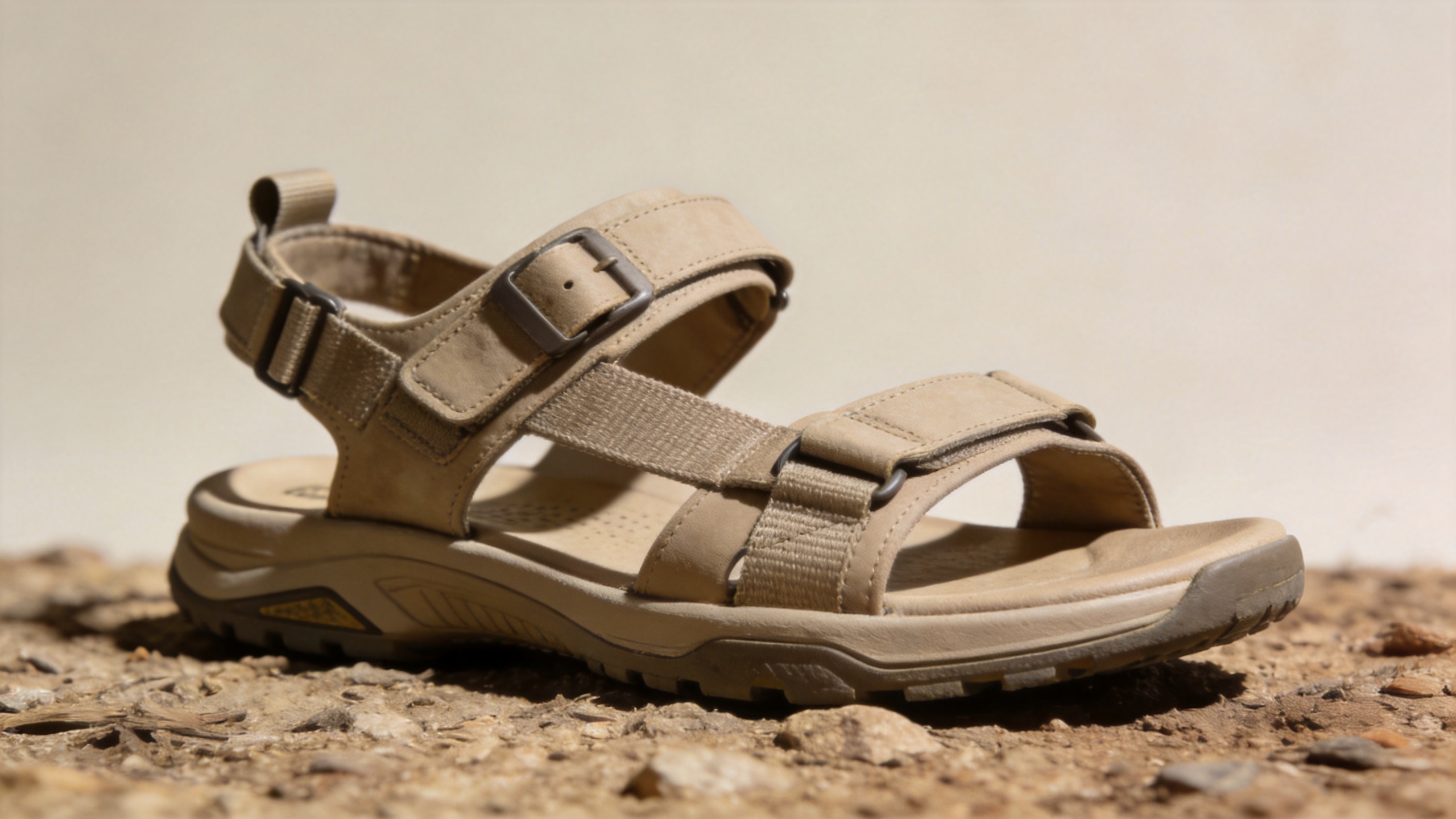 Adjustable forefoot, instep, and heel straps on camping strap sandals