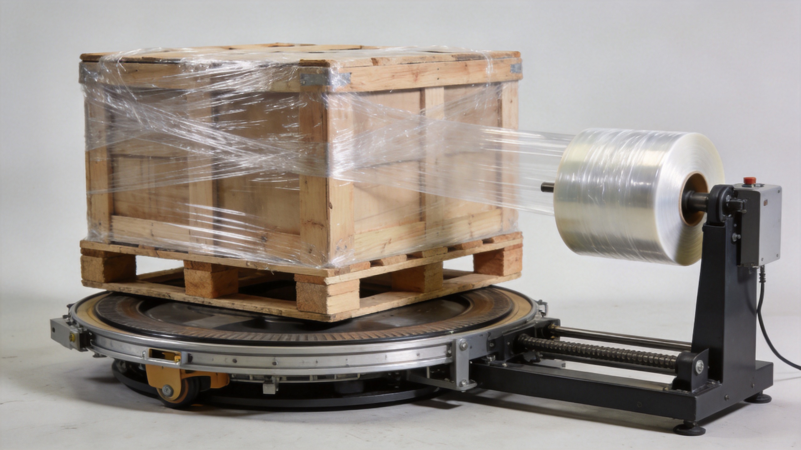 Stretch film roll used on a pallet wrapping machine