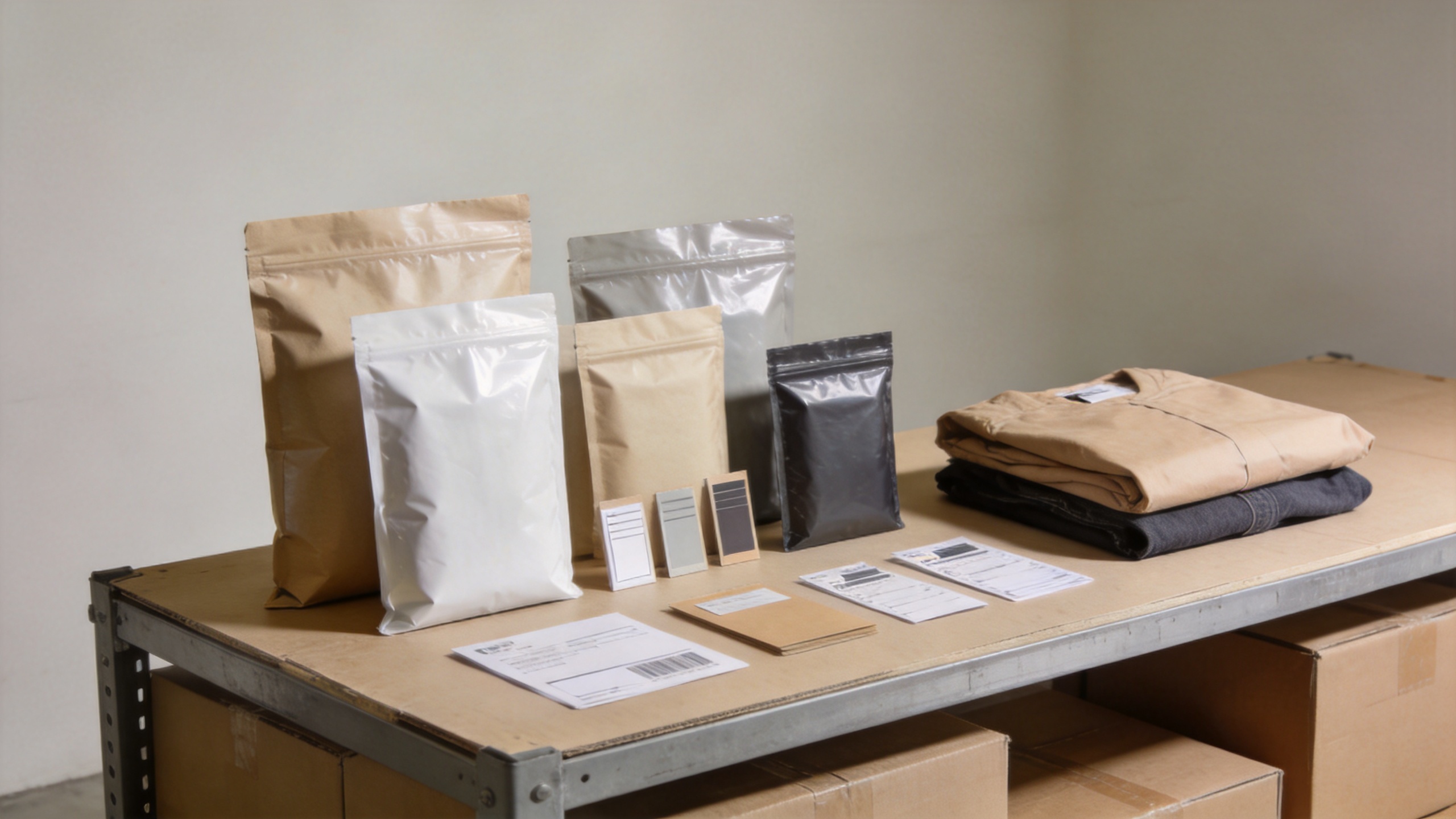 Custom poly mailer bags prepared for e-commerce fulfilment