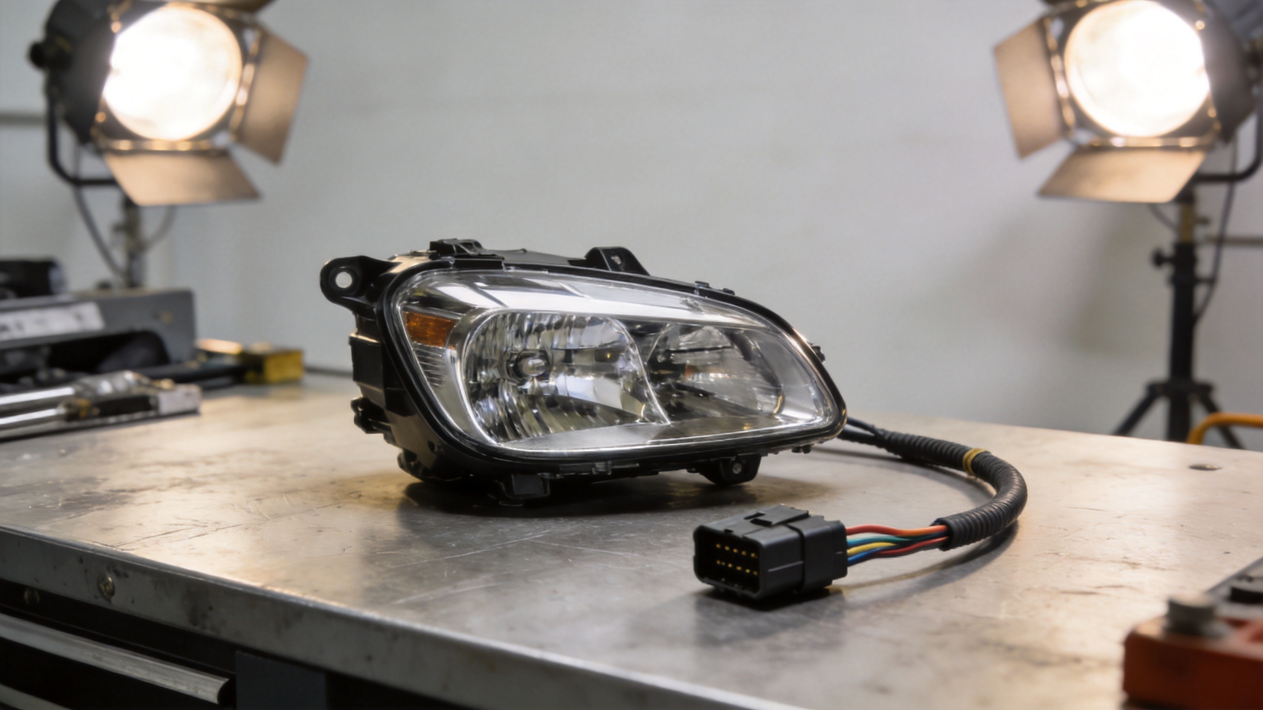 Automotive headlamp and wiring connector inspection for BMW DRL fitment