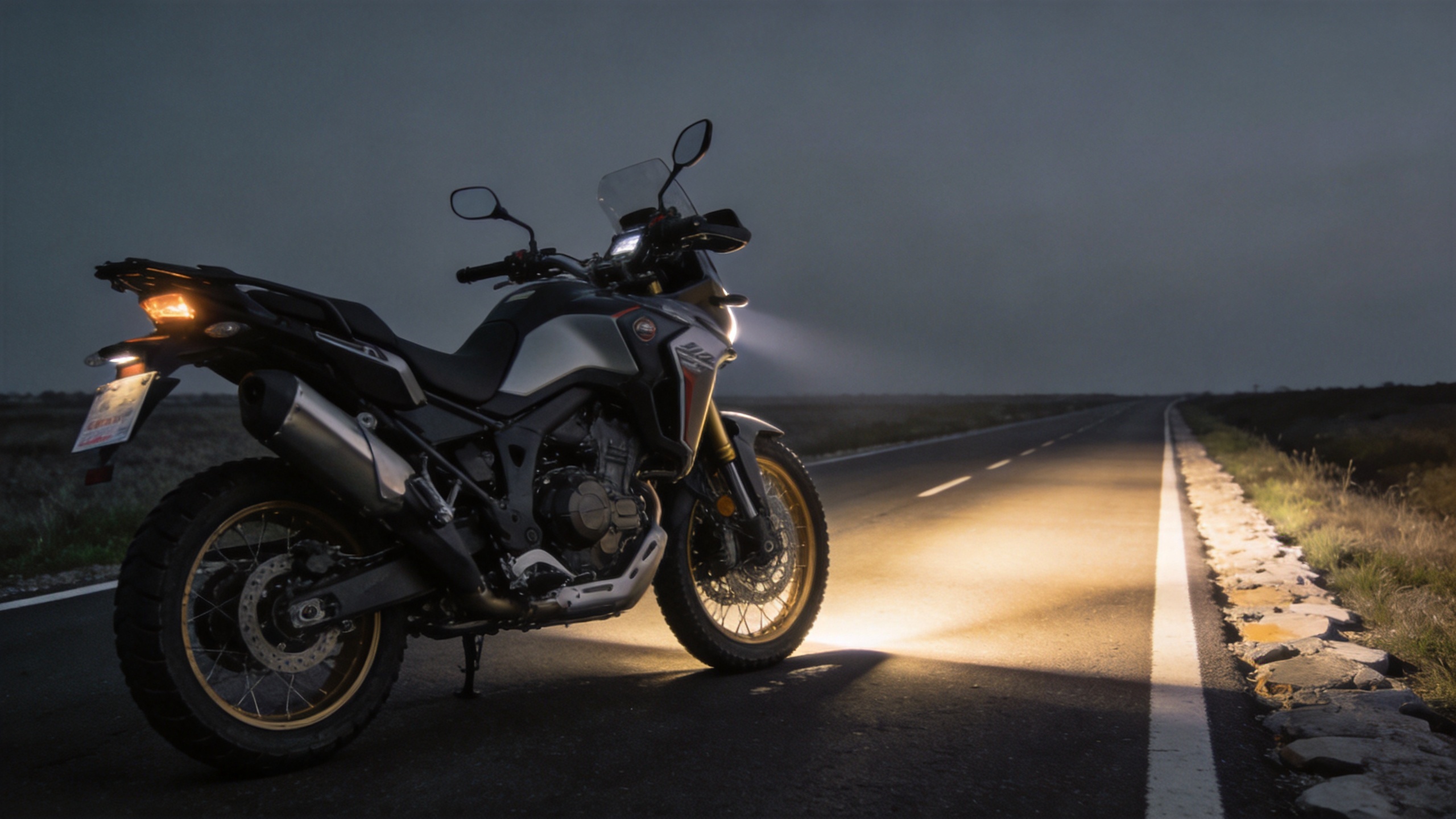 Motorcycle driving lights supporting a controlled night-riding beam