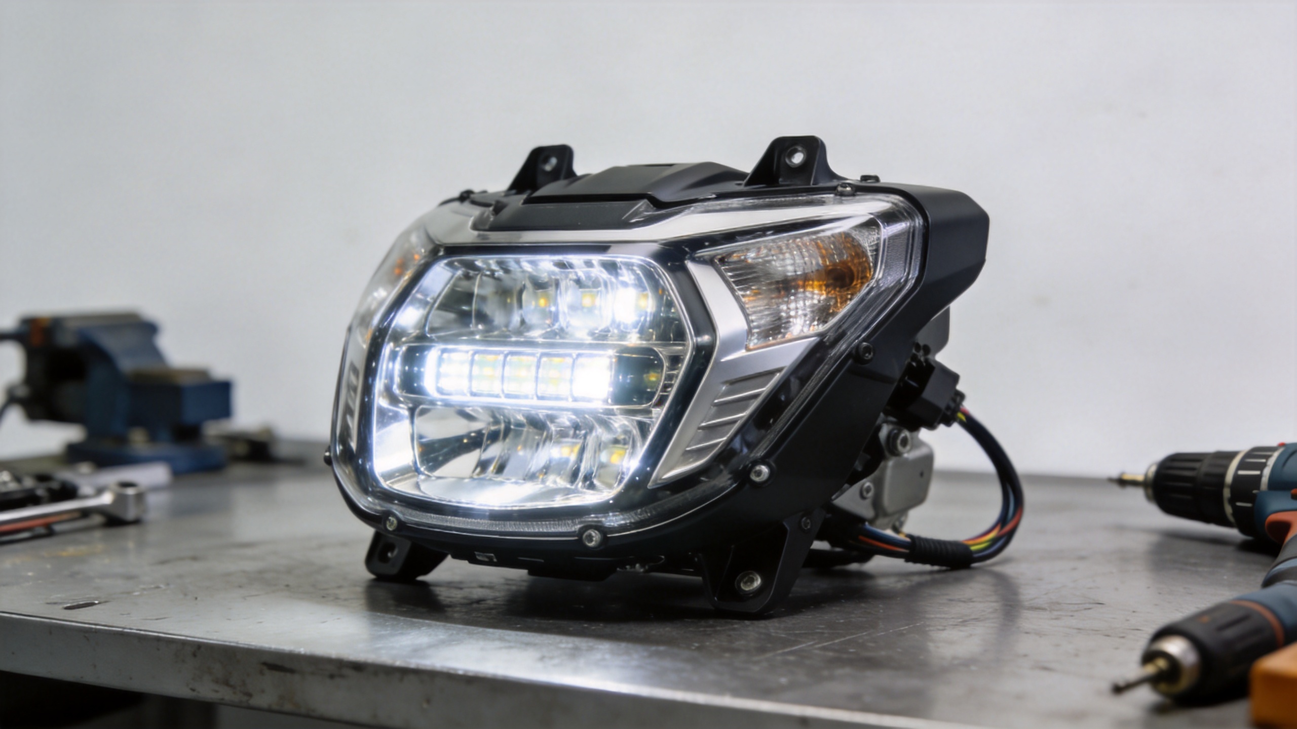LED motorcycle front light assembly for workshop fitment review