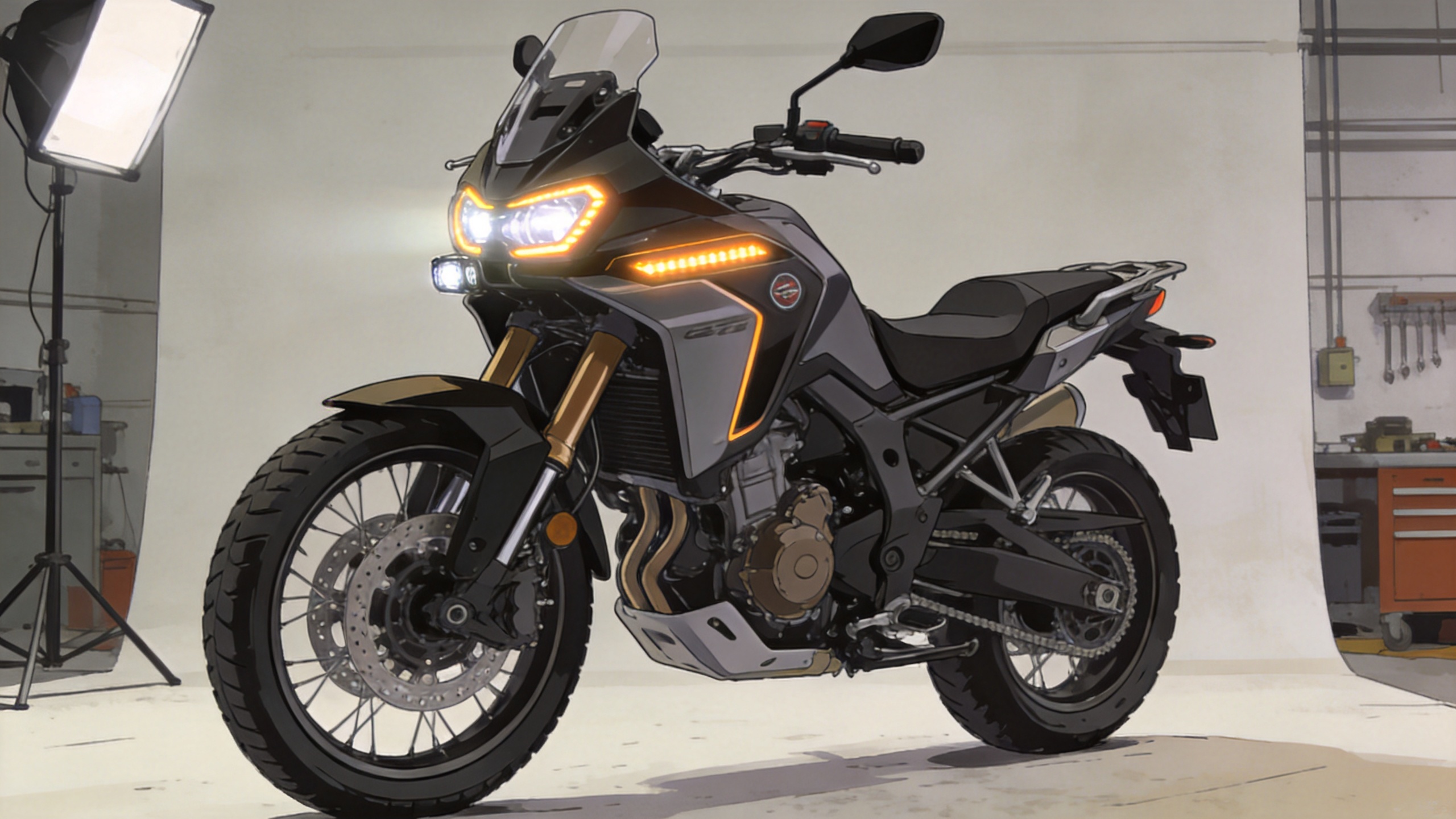 Motorcycle daytime running lights and driving lights shown in a functional comparison