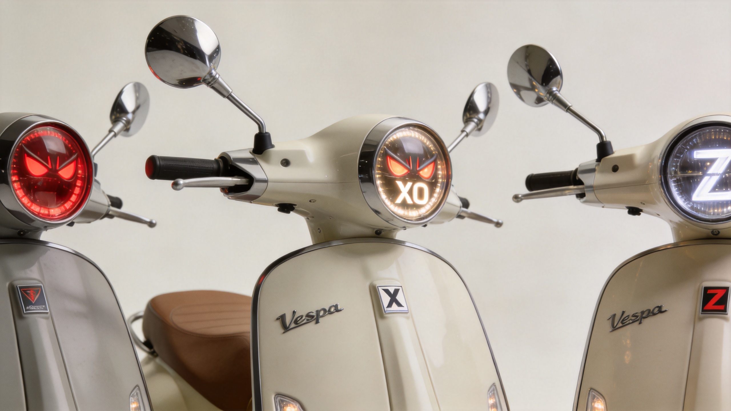 Vespa Sprint led front light motorcycle style comparison illustration