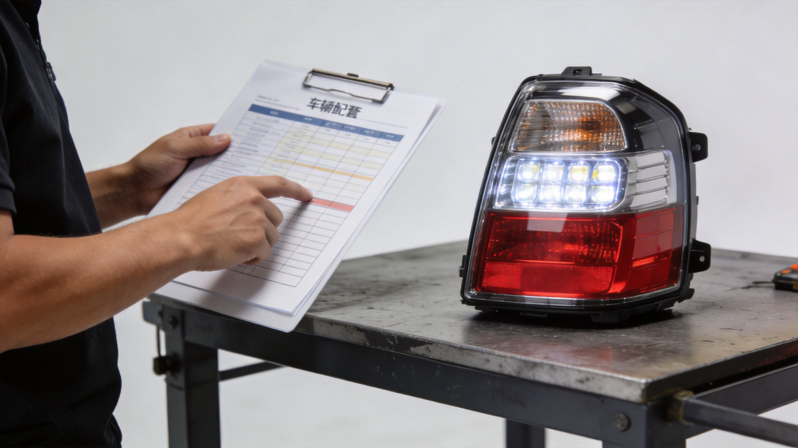 LED tail light assemblies organized for vehicle fitment planning