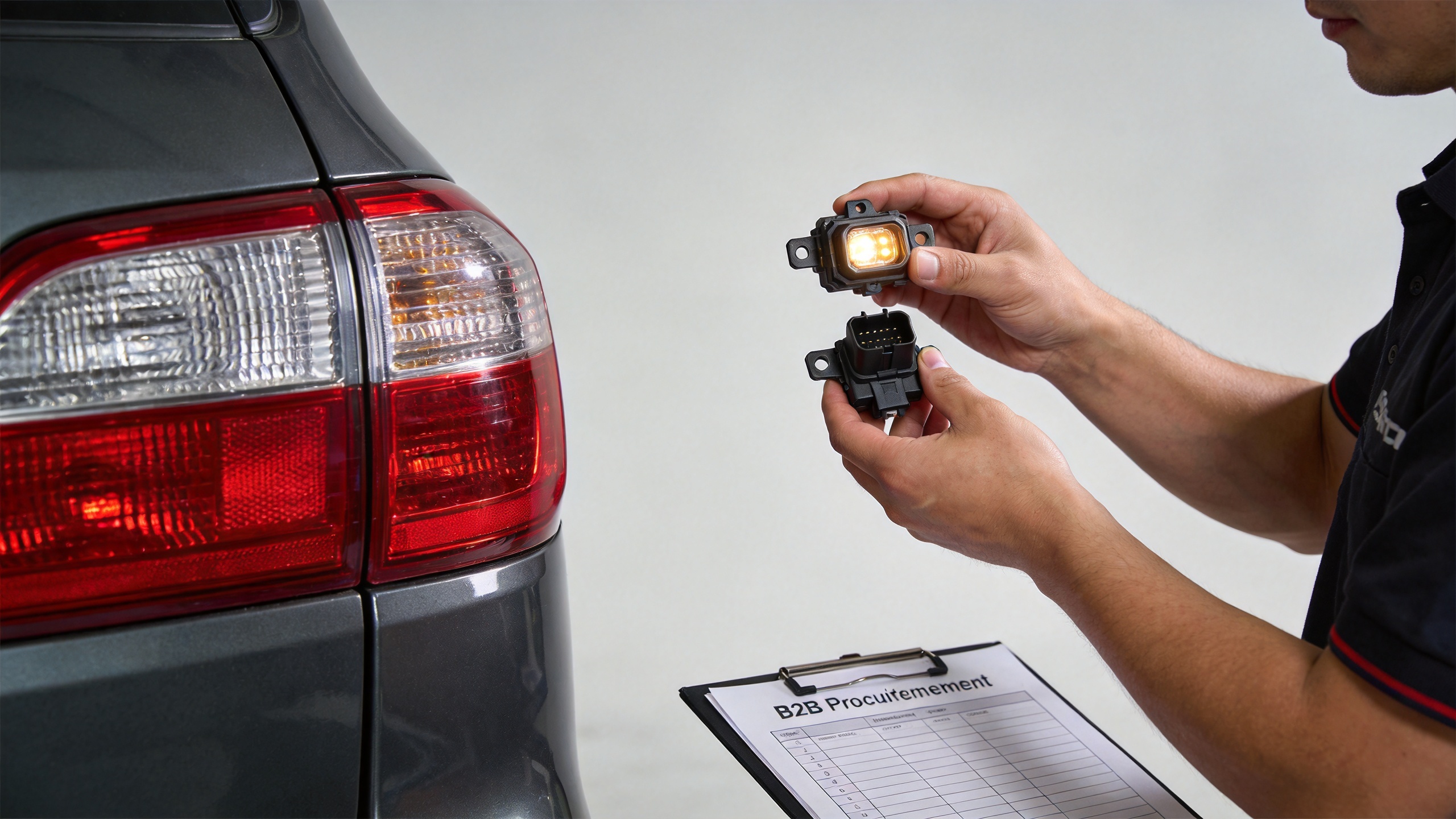 Rear fog light connector and mounting fitment inspection