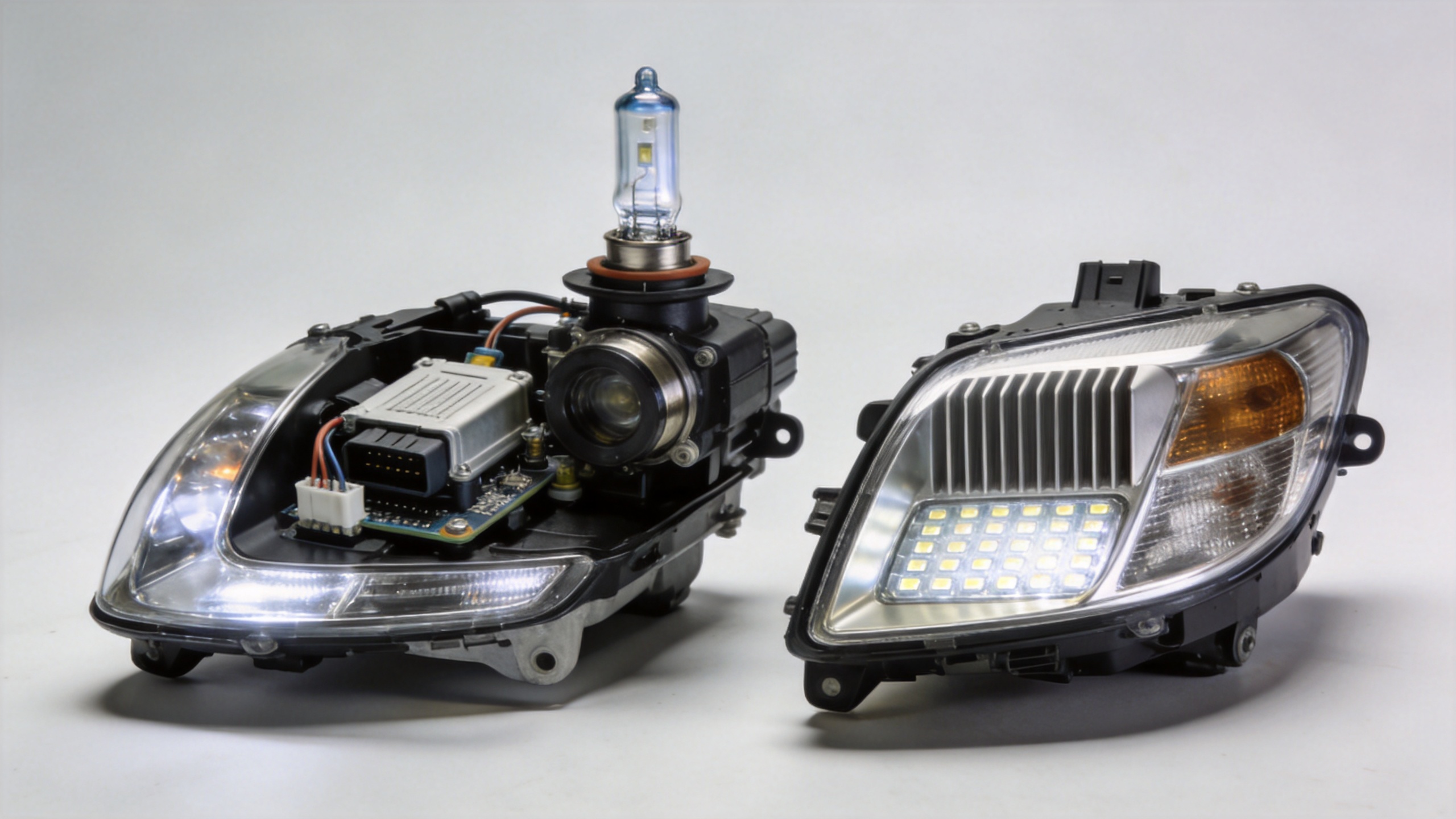 HID xenon and LED automotive headlamp engineering comparison