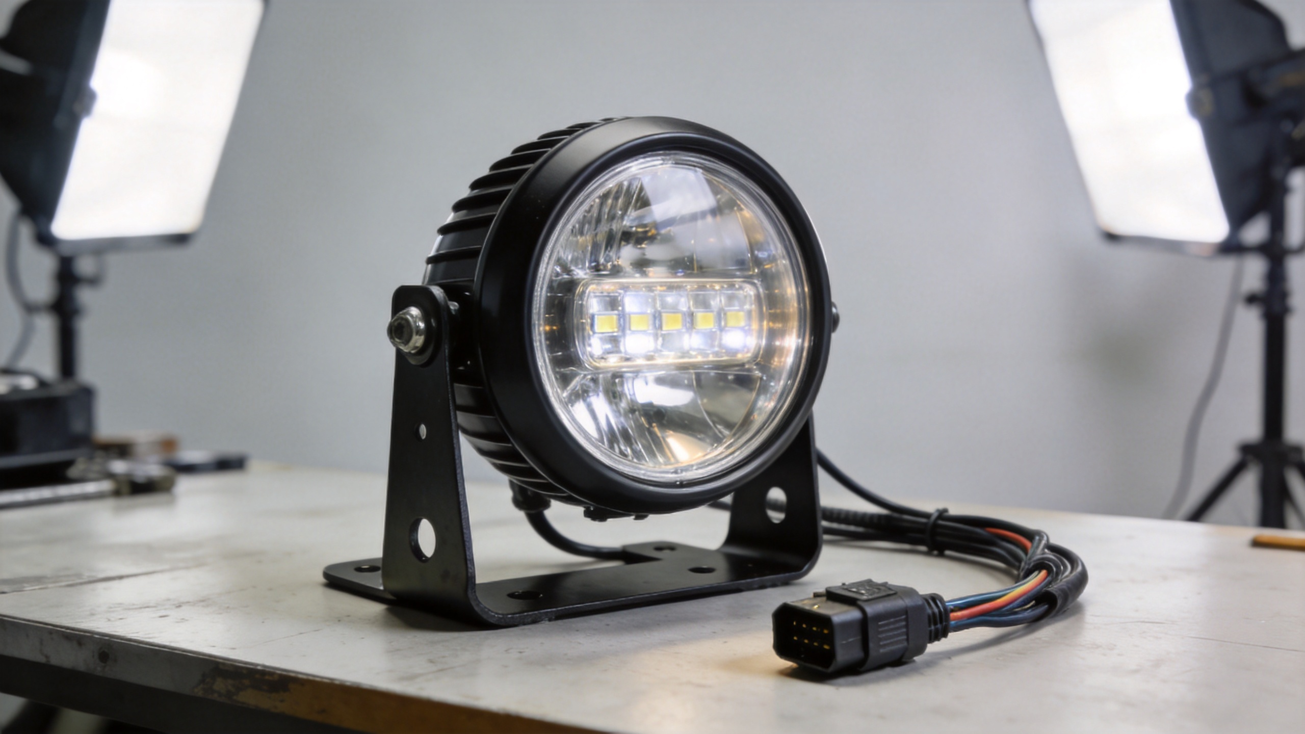 Motorcycle headlight assembly connector and mounting check